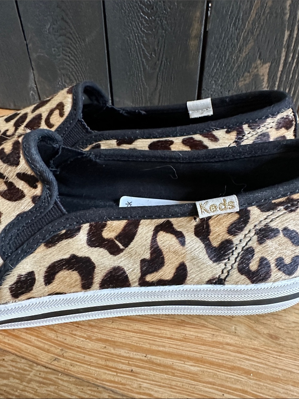 ♠️ Kate Spade X Keds New York Leopard Print Slip-On Sneakers - Pony Hair Upper - Picture 3 of 9